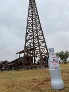 The Recognition Roadtrip Bottle in front of an oil well used in the early 1900s. Odessa is located in the Permian Basin, an 86,000 square-mile area which produced 14.9 billion barrels of oil.