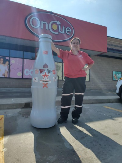 Fabi Solis, ORM Small Store, is excited to show one of May Avenue’s largest clients, OnCue, with the Recognition Roadtrip Bottle on Oct. 20, 2021.