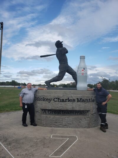 Vinita heroes visited the Mickey Mantle memorial at “the Home of Mickey Mantle” in Commerce, Oklahoma on Oct. 14, 2021.