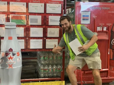 Order Builder Robert Wilson is excited to be with the Recognition Roadtrip Bottle at the Quapah facility on Oct. 25, 2021.