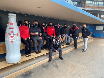 Odessa heroes in the dugout of the Midland RockHounds. The RockHounds are the AA affiliate of the Oakland Athletics and were founded in 1972.