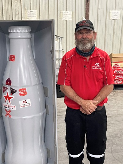 James Harris, Double/Bottom Driver, getting ready to show off the town of Woodward with the Recognition Roadtrip Bottle on Oct. 28, 2021.