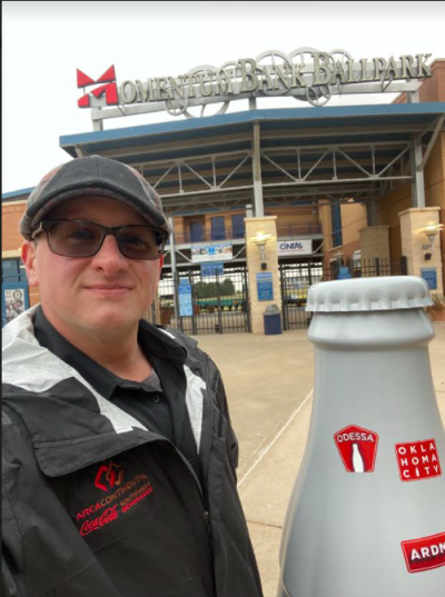 Shane Hutchison, Account Manager on Premise, was in charge of taking the bottle out of Momentum Bank Ballpark and onto see the rest of Odessa.