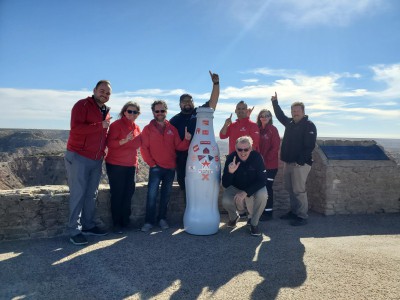 Amarillo heroes say “goodbye” to the bottle as it takes one last look over Palo Duro Canyon before its next stop on the Recognition Roadtrip.