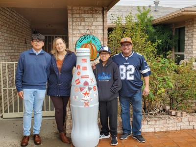 The Recognition Roadtrip Bottle spent Thanksgiving Day with Antonio Munoz, Route Sales Manager, and his family on Nov. 25, 2021. The Munoz family took the bottle to celebrate their holiday and cheer on the Dallas Cowboys.