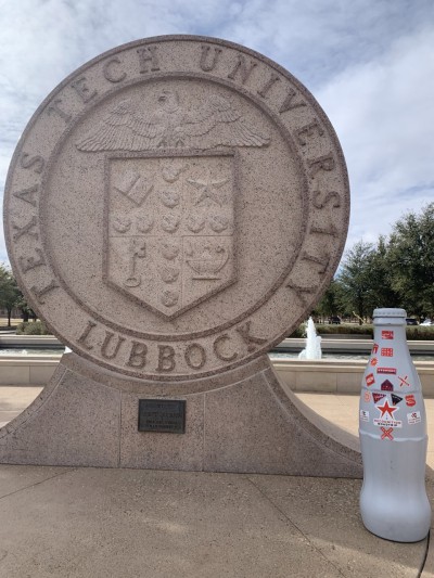 The Recognition Roadtrip Bottle on the campus of Texas Tech University on Dec. 9, 2021. Texas Tech University was established in 1923 and is known for its excellent education, beautiful campus and Red Raider athletics.