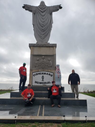 El Campo heroes at the Fisherman’s Memorial overlooking Tres Palacious Bay on Jan. 6, 2022. The 12-ton statue is a smaller replica of Christ the Redeemer statue in Rio de Janeiro, Brazil.
