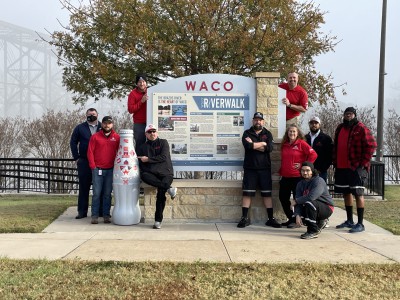 CCSWB heroes on the Waco Riverwalk on a foggy morning on Dec. 21, 2021. The Waco Riverwalk fallows the Brazos River, which is the 11th longest river in the United States.