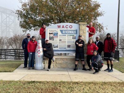 CCSWB heroes on the Waco Riverwalk on a foggy morning on Dec. 21, 2021. The Waco Riverwalk fallows the Brazos River, which is the 11th longest river in the United States.