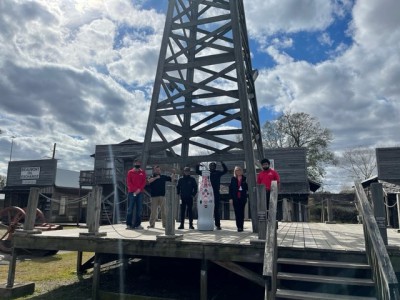 Beaumont heroes take the Recognition Roadtrip Bottle back to Spindletop on Jan. 19, 2022, where the city’s oil fame began. Historians say the first gusher explosion on Spindletop was so intense that even after nine days, the oil column was still nearly 200 feet high!