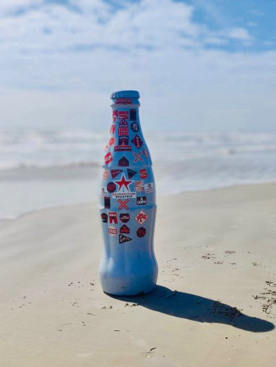 The Recognition Roadtrip Bottle soaks up the sun on the beach on March 14, 2022. The consistent high winds on and around Corpus Christi beaches provide the perfect weather conditions for popular water sports, like windsurfing, kayaking and parasailing.