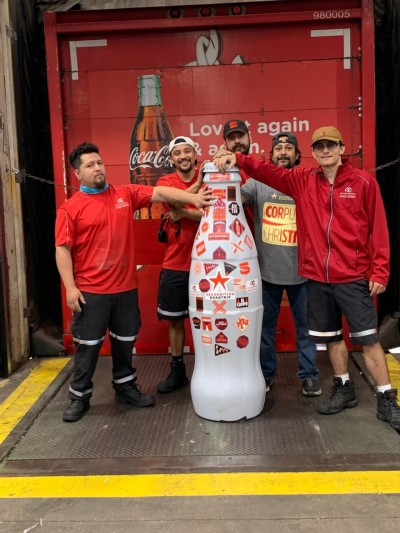 Corpus Christi heroes welcome the Recognition Roadtrip Bottle to their facility on March 14, 2022. The facility has been in Corpus Christi for nearly 115 years, and today employs over 150 associates.