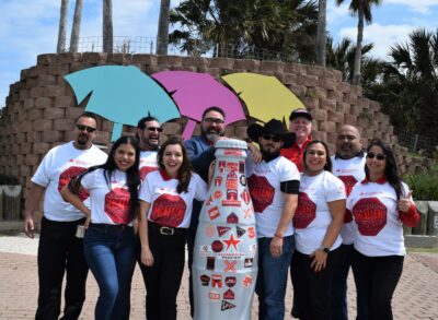 McAllen heroes with the Recognition Roadtrip Bottle on South Padre Island on March 9, 2022. Before the island became a popular tourist destination, the area was used to export riches from Mexico to Spain. It is home to several famous shipwrecks – including a famous wreck in 1554 that resulted in millions of dollars of silver lost! (Unfortunately, you can’t keep it if you find it – any lost-and-found treasure must be turned over to the State of Texas.)