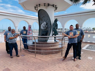 Corpus Christi heroes and the Recognition Roadtrip Bottle stopped by the Mirador de la Flor memorial on March 14, 2022. Sculpted by local artist H.W. “Buddy” Tatum in 1997, the memorial pays homage to acclaimed Corpus Christi Tejano singer, Selena, whose beautiful music touched many people around the world.