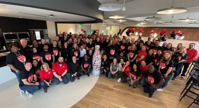 CCSWB heroes welcome the Recognition Roadtrip Bottle to company headquarters in Dallas on April 1, 2022 – just in time to join the celebration for the company’s fifth anniversary!